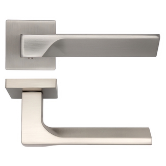 Deanta Athens Square Rose Lever Door Handle Pair 131 W x 52 mm H - Satin Nickel
