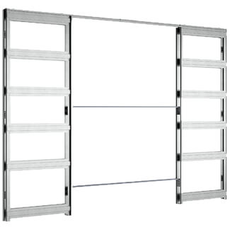 Deanta Double Pocket Door Kit 125mm - White Frame And Satin-Chrome Hardware