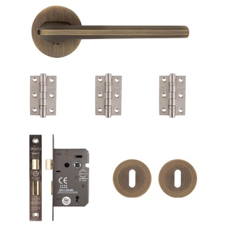 Deanta Ithaca Door Handle And Mortice Pack - Matt Antique Brass