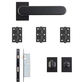 Deanta Juno Urban Bathroom Door Handle Pack - Matt Black