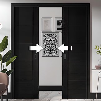 LPD Flusso Double Pocket Door Set with Simultaneous System - 335mm W x 62mm H
