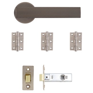 Deanta Olympia Latch Door Handle Pack - Matt Satin Black Nickel