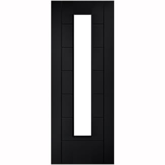 LPD Linear Laminate Internal Door with 7 Panel and 1 Clear Glazed Light - Prefinished Black