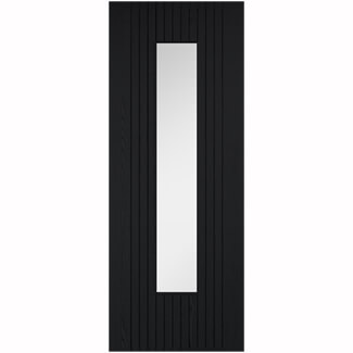 LPD Sydney Laminate Internal Door with 11 Panel and 1 Clear Glazed Light - Prefinished Black