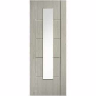 LPD Ladder Laminate Internal Door with 5 Panel and 1 Clear Glazed Light - Prefinished Light Grey