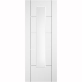 LPD Ladder Laminate Internal Door with 5 Panel and 1 Clear Glazed Light - Prefinished White