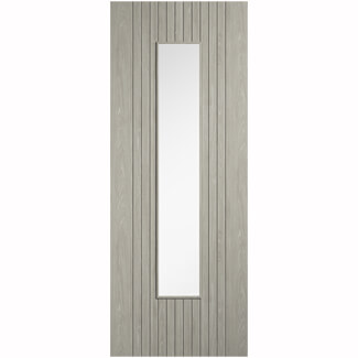 LPD Sydney Laminate Internal Door with 11 Panel and 1 Clear Glazed Light - Prefinished Light Grey