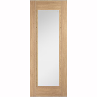 LPD Carini Internal Door with 7-Panels and 1 Clear Glazed Light - Prefinished Oak