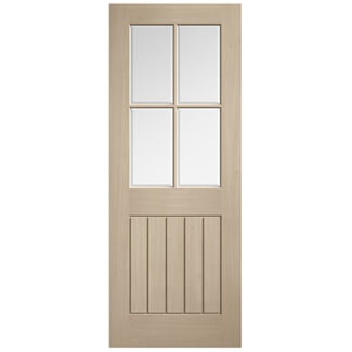 LPD Mexicano Internal Door with 5 Panel and 4 Clear Glazed Light - Prefinished Blonde Oak