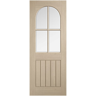 LPD Mexicano Arched Square Top Internal Door with 5 Panel and 4 Clear Glazed Light - Prefinished Blonde Oak