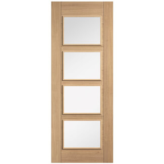 LPD Carini Internal Door with 4 Clear Glazed Light - Prefinished Oak