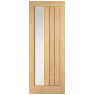 LPD Belize Internal Door with 3 Panel and 1 Clear Glazed Light - Unfinished Oak