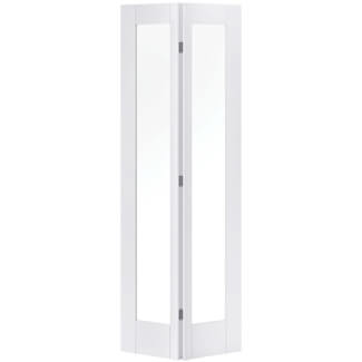LPD Pattern-10 Internal Bi-fold Door with 2 Clear Glazed Light - White Primed
