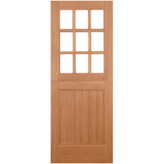 LPD Straight Top External Stable Door with 1 Panel and 9 Unglazed Light - Unfinished Hardwood