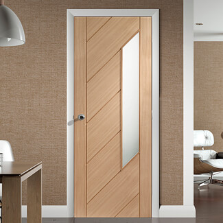 XL Joinery Monza Internal Door with 7 Panel and 1 Obscure Glazed Light - Unfinished Oak