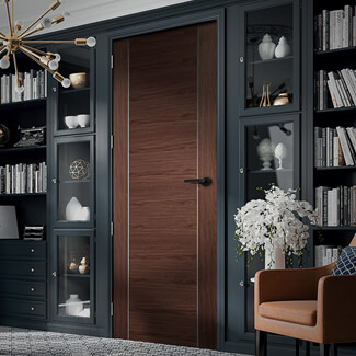 XL Joinery Forli Pre-Finished Walnut Internal Door With Aluminium Inlay