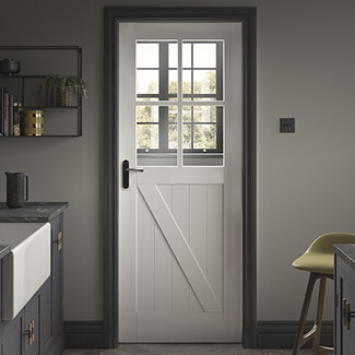 XL Joinery Cottage Internal Door with 1 Panel and 4 Clear Glazed Light - White Primed
