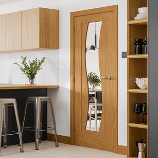 XL Joinery Florence Internal Door with 2 Panel and 1 Clear Glazed Light - Prefinished Oak