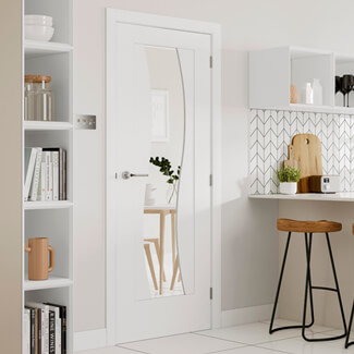 XL Joinery Florence Internal Door with 2 Panel and 1 Clear Glazed Light - Prefinished White