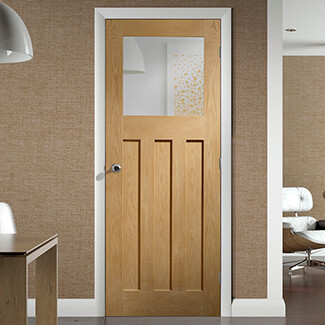 XL Joinery DX Internal Door with 3 Panel and 1 Obscure Glazed Light - Unfinished Oak