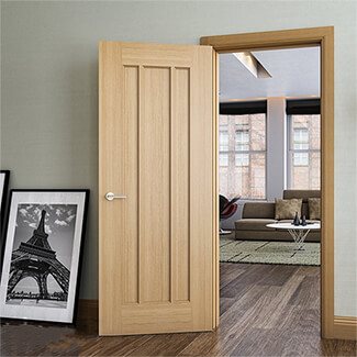 Deanta Norwich Internal Fire Door with 3 Panel - Unfinished Oak