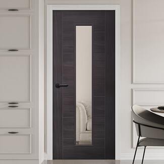 XL Joinery Palermo Laminate Internal Door with 7 Panel and 1 Clear Glazed Light - Umber Grey