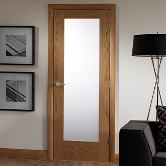 XL Joinery Pattern 10 Internal Door with 1 Obscure Glazed Light - Unfinished Oak