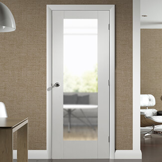 XL Joinery Pattern 10 Internal Door with 1 Obscure Glazed Light - White Primed
