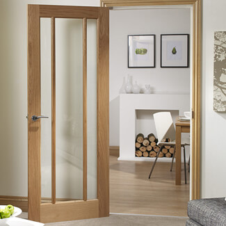 XL Joinery Worcester Internal Door with 3 Clear Glazed Light - Prefinished Oak