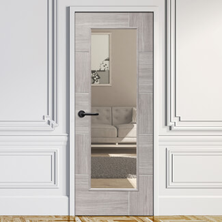 XL Joinery Ravenna Laminate Internal Door with 10 Panel and 1 Clear Glazed Light - White Grey