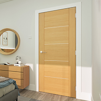 Deanta Valencia Internal Fire Door with 5 Panel - Prefinished Oak
