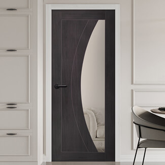 XL Joinery Salerno Laminate Internal Door with 2 Panel and 1 Clear Glazed Light - Umber Grey