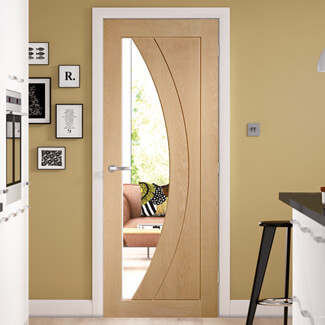 XL Joinery Salerno Internal Door with 2 Panel and 1 Clear Glazed Light - Unfinished Oak