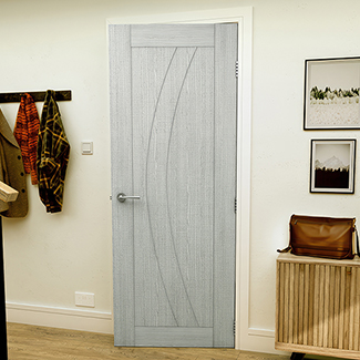 Deanta Ravello Internal Fire Door with 3 Panel - Prefinished Light Grey Ash