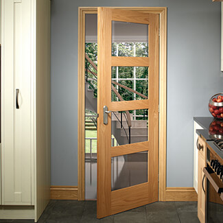 XL Joinery Severo Internal Door with 4 Clear Glazed Light - Prefinished Oak