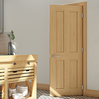 Deanta Eton Internal Door with 4 Panel - Unfinished Oak