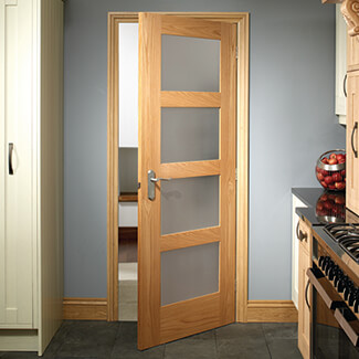 XL Joinery Severo Internal Door with 4 Obscure Glazed Light - Prefinished Oak