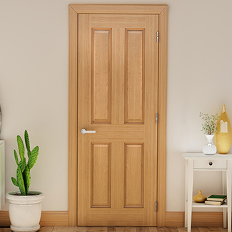 Deanta Bury Internal Door with 4 Panel - Prefinished Oak