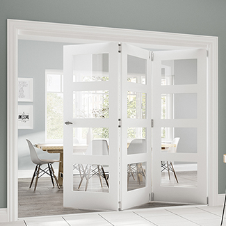 Deanta Coventry Internal Fire Door with 4 Clear Glazed Light - White Primed