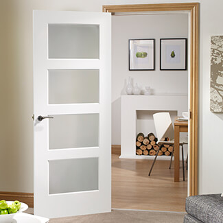 XL Joinery Severo Internal Door with 4 Clear Glazed Light - Prefinished White