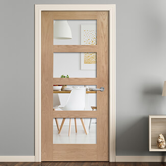 XL Joinery Severo Internal Door with 4 Clear Glazed Light - Unfinished Oak