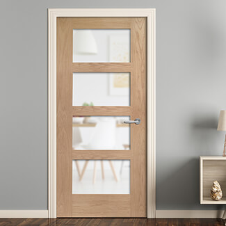 XL Joinery Severo Internal Door with 4 Obscure Glazed Light - Unfinished Oak