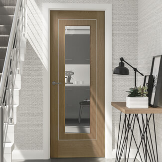 XL Joinery Varese Internal Door with 1 Panel and 1 Clear Glazed Light - Prefinished Oak
