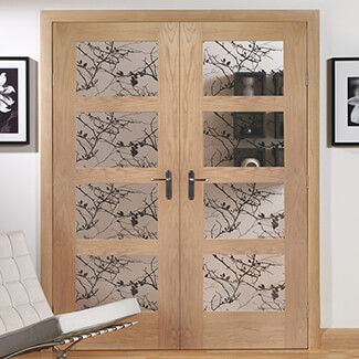 XL Joinery Severo Internal Door Pair with 8 Clear Glazed Light - Unfinished Oak