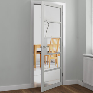 JB Kind Metro Internal Door with 5 Clear Glazed Light - Fully Finished White