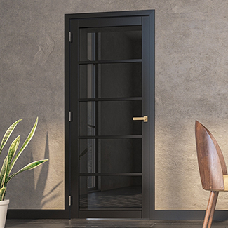 Deanta Shoreditch Internal Door with 5 Tinted Glazed Light - Prefinished Black