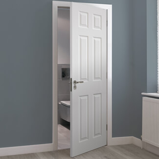 JB Kind Colonist Internal Fire Door with 6 Panel - White Primed Grained Texture