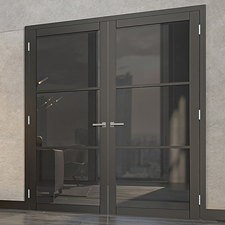 Deanta Camden Internal Door with 3 Tinted Glazed Light - Prefinished Black