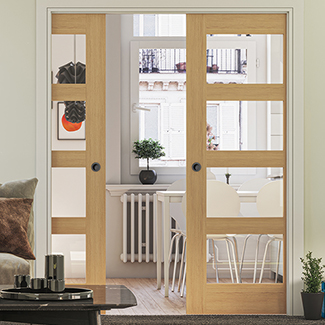 Deanta Coventry Internal Door with 4 Clear Glazed Light - Prefinished Oak