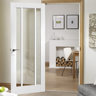XL Joinery Worcester Internal Fire Door with 3 Clear Glazed Light - White Primed
